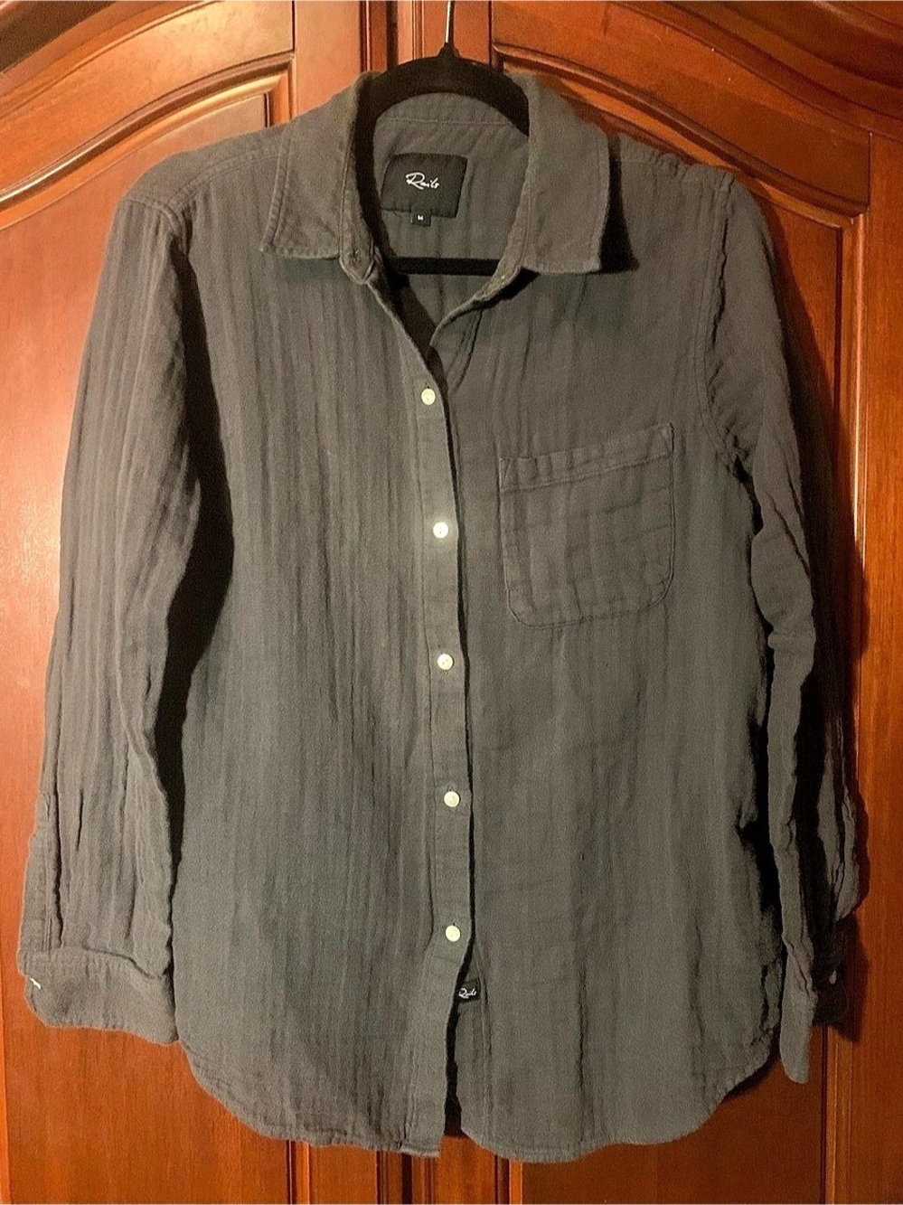 Rails Ellis Cotton Gauze Button-Up Shirt Grey Medium